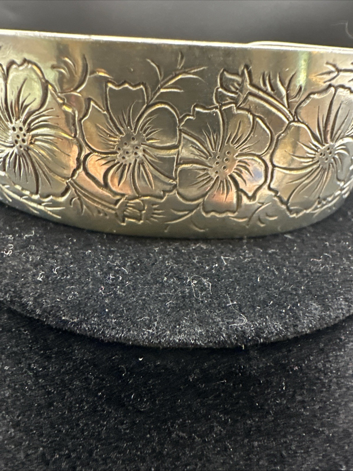 Kirk Stieff Cosmos Pewter Cuff Bracelet Etched Adjustable BohoChic 7/8” Wide C10