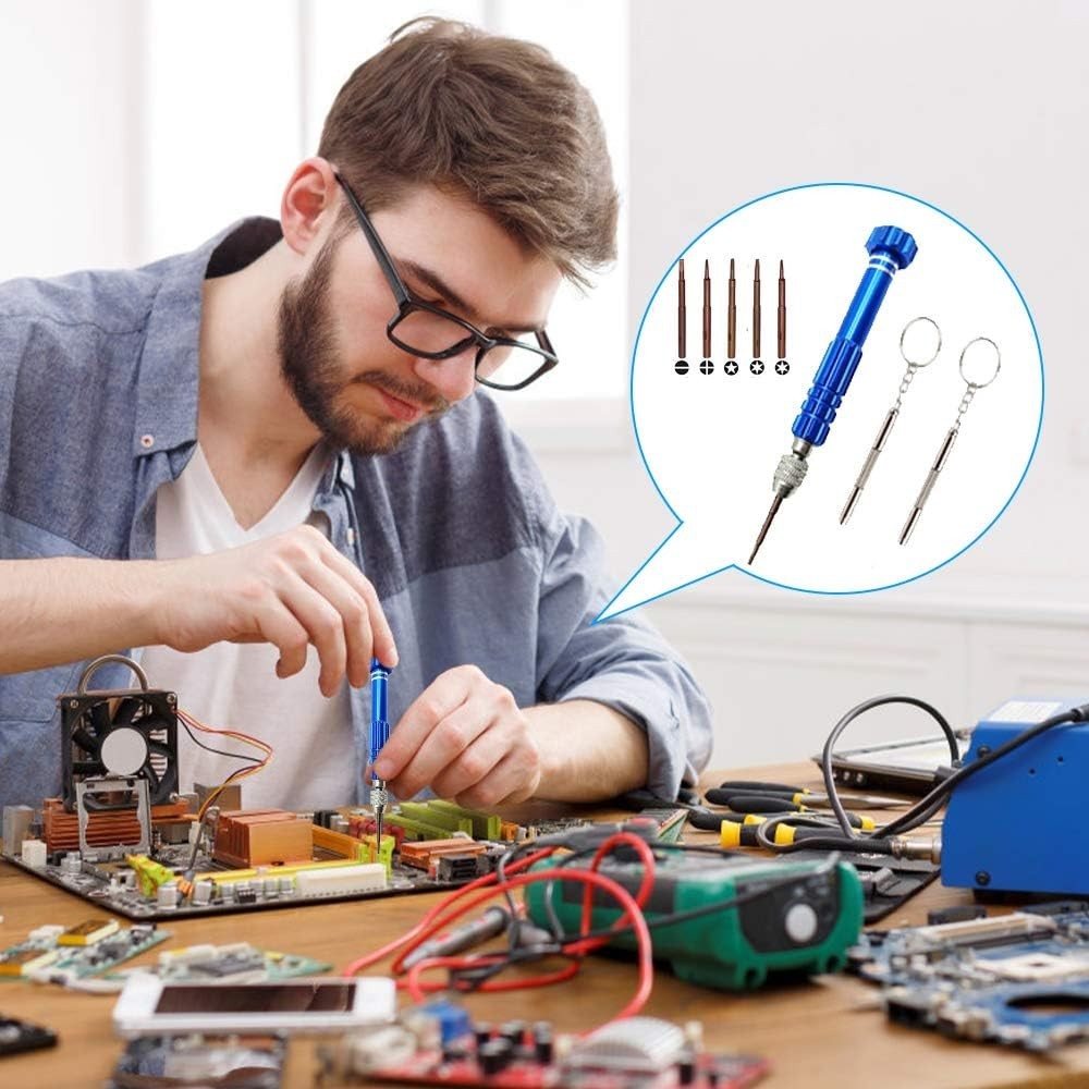 Eyeglass Repair Kit, 5-in-1 Multifunctional Precision Screwdriver Set torxT5~…