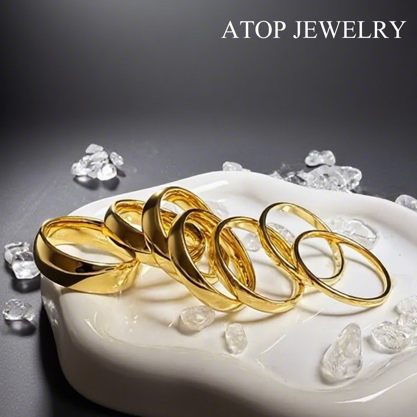 Tungsten Carbide Gold Polish Plated Metal Wedding Band Ring ATOP Men’s Jewelry