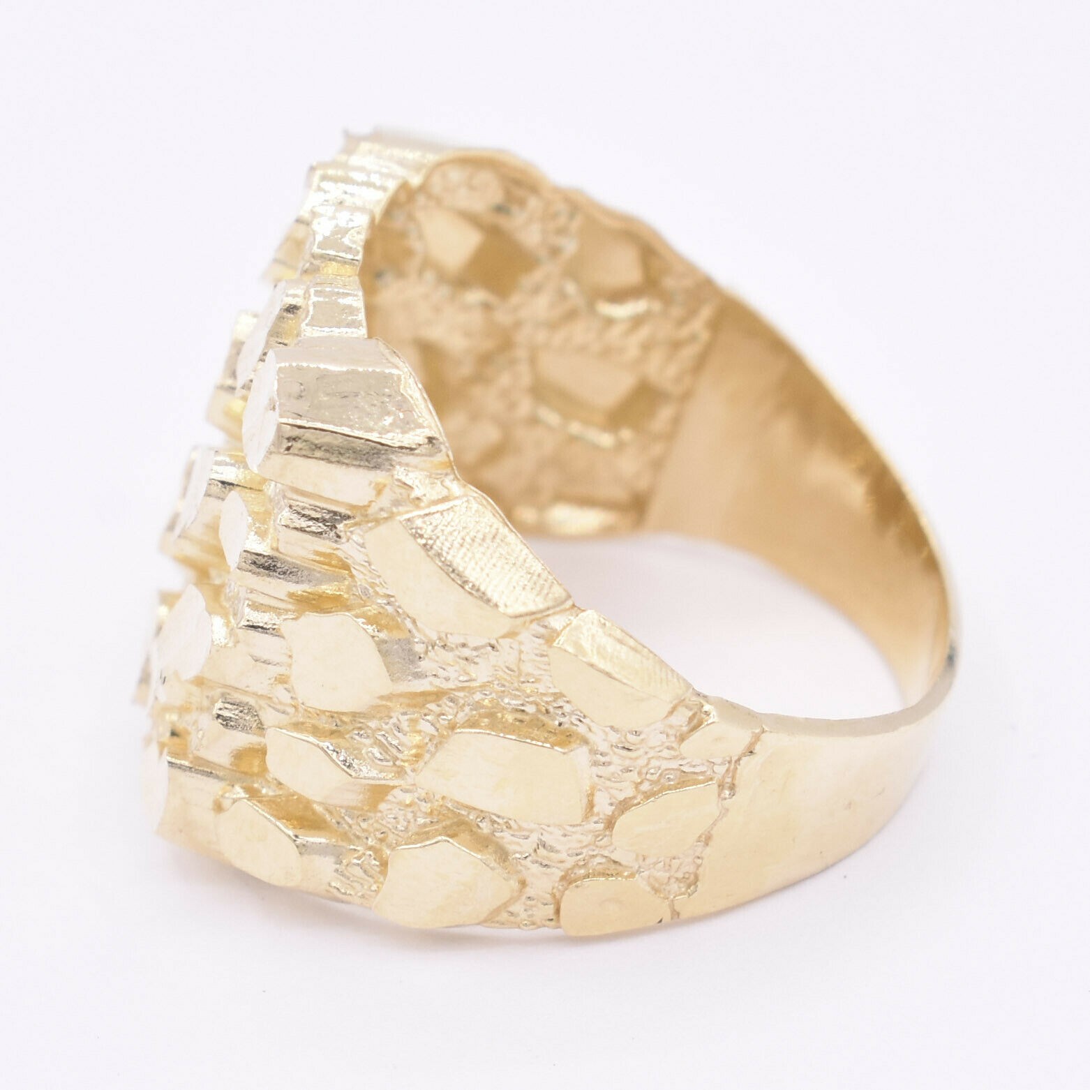Mens Nugget Puffed Square Ring Real Solid 10K Yellow Gold ALL SIZES Unisex