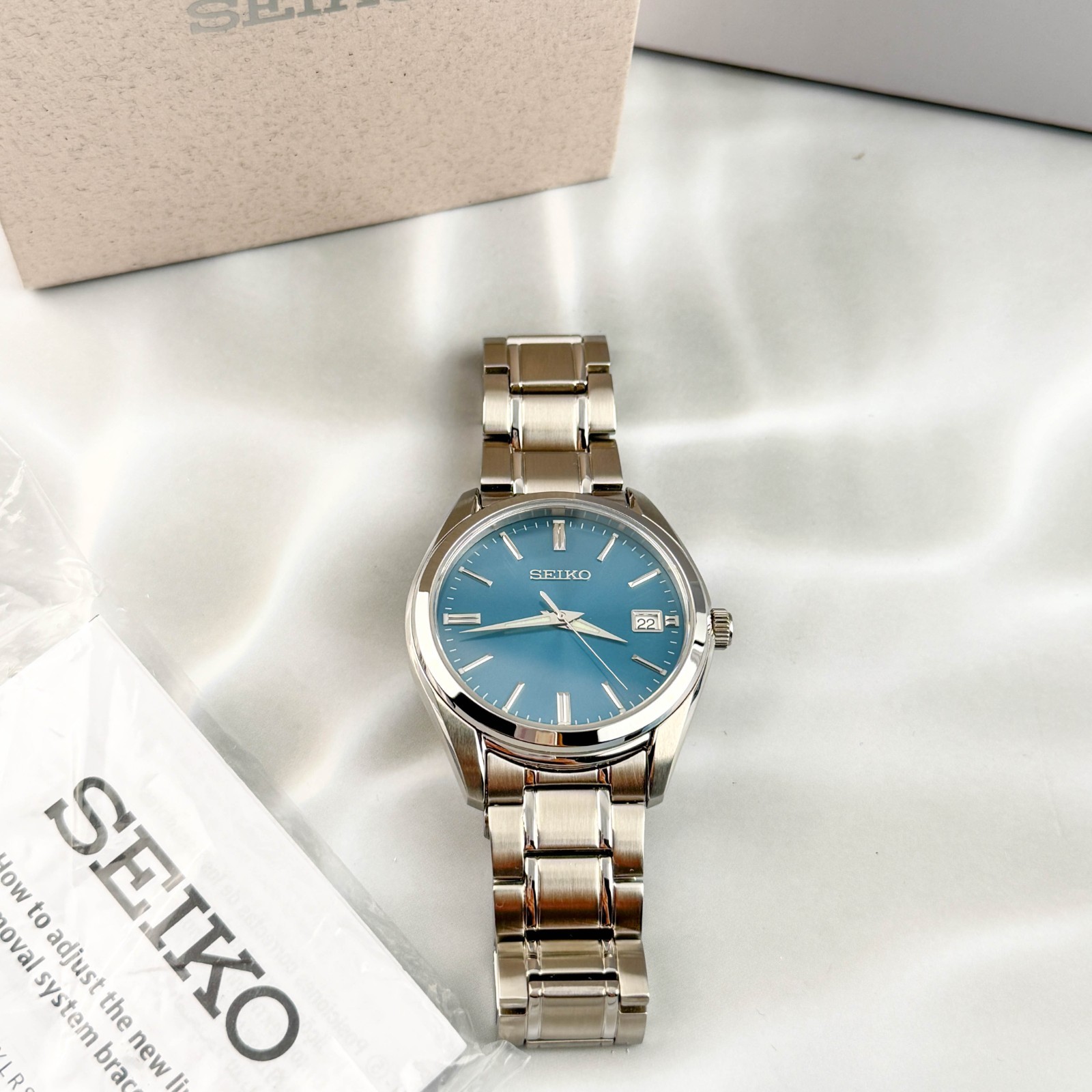 Seiko Essentials SUR525 Men’s Blue Dial Stainless Steel Strap Quartz Watch 40mm