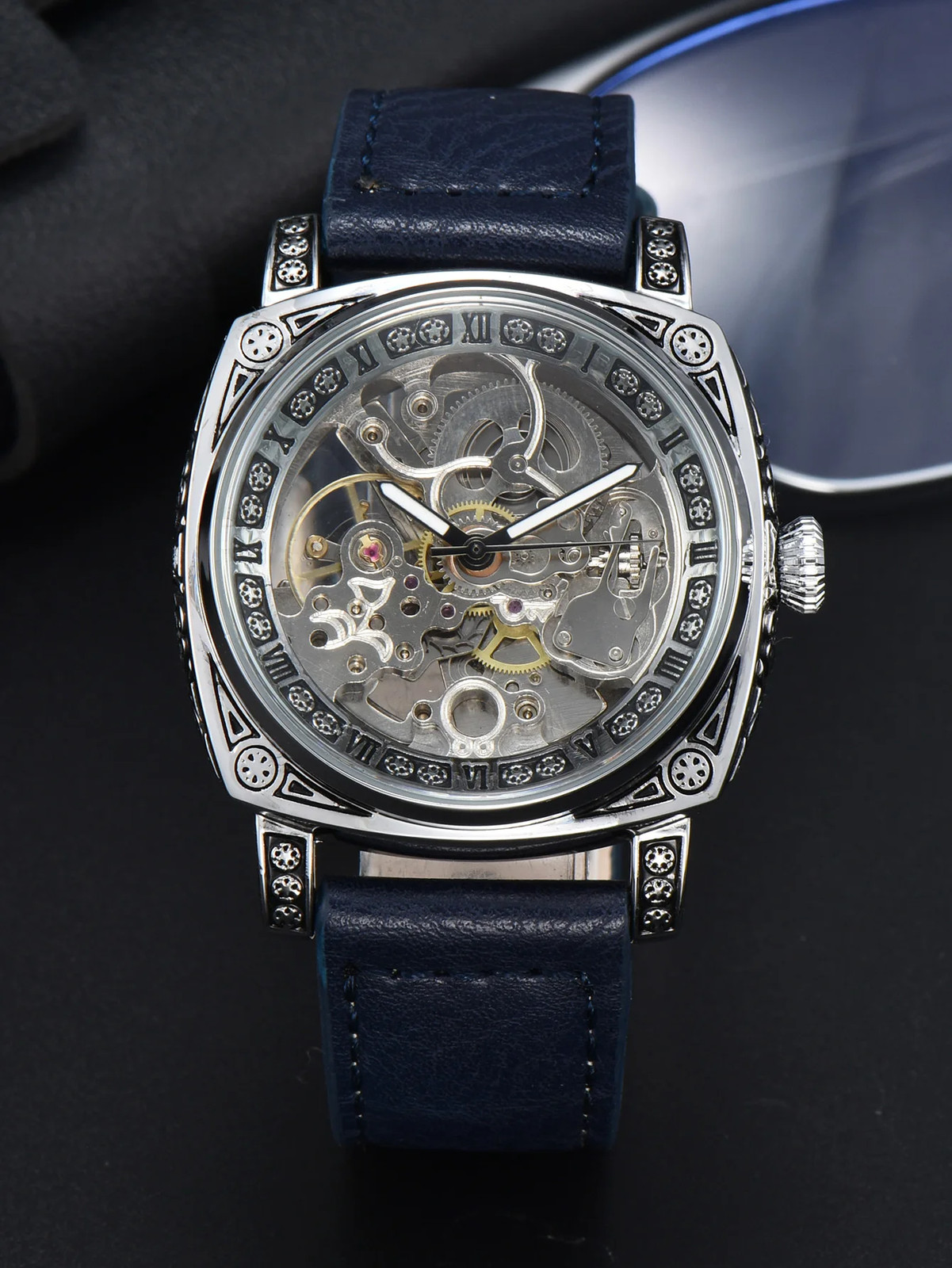 Automatic Retro Skeleton Mechanical Men’s Watch Waterproof Leather Unbranded