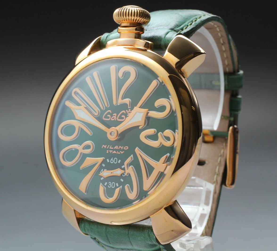 “NEAR MINT” GaGa MILANO Manuale 48 Green Hand Winding Men’s Watch From Japan