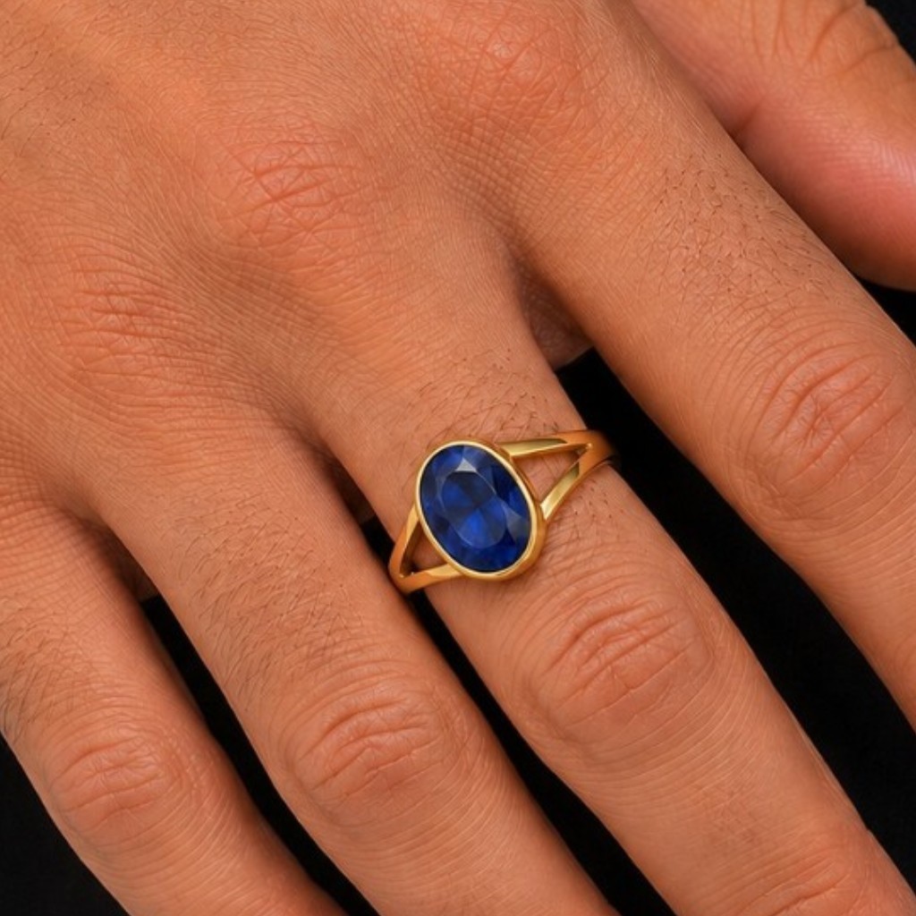 Certified 7.50 Ct Blue Sapphire Ring Gold Plated Adjustable Men Women Gift