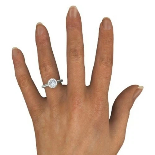 Wedding Solitaire 1.00Ct Round Cut Lab Grown Diamond Ring 14K White Gold Plated