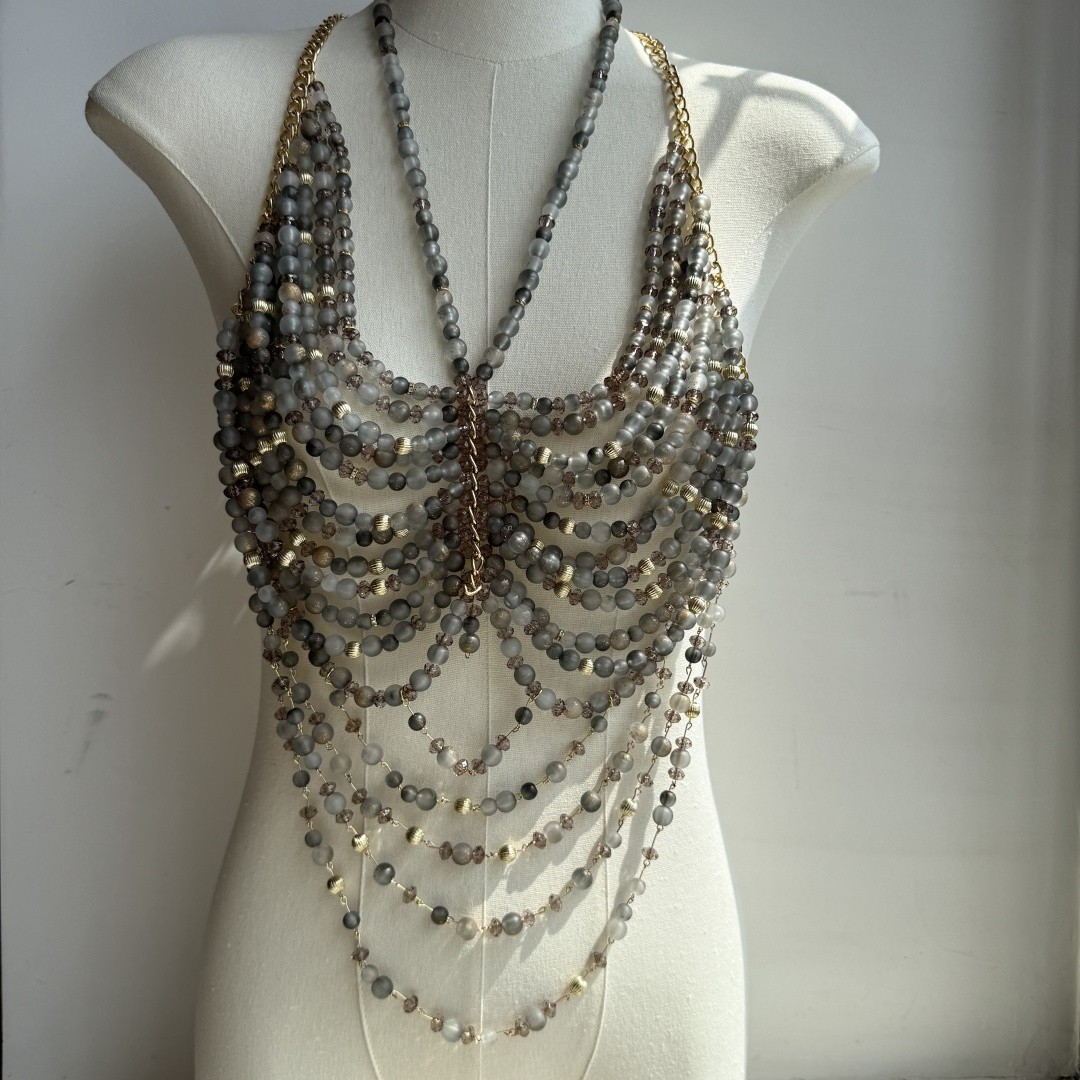 Body Chain Jewelry Beading Camisole Vest Bikini Bra Top Women’s Club Rave