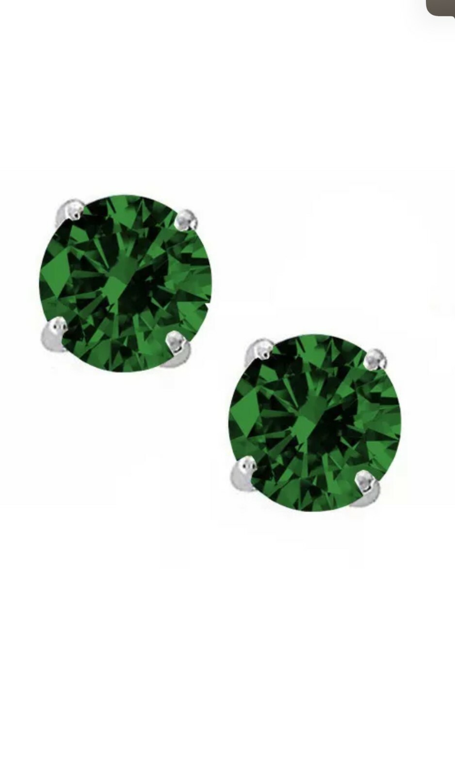 0.50-4.00 Ct. 14K WGold Emerald Round Shape Stud w/ screw Back Earrings Created