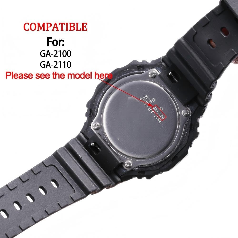 Resin Band with Casio GA2100 GA2110 GA-B2100 Series Black Men’s Strap Sports …