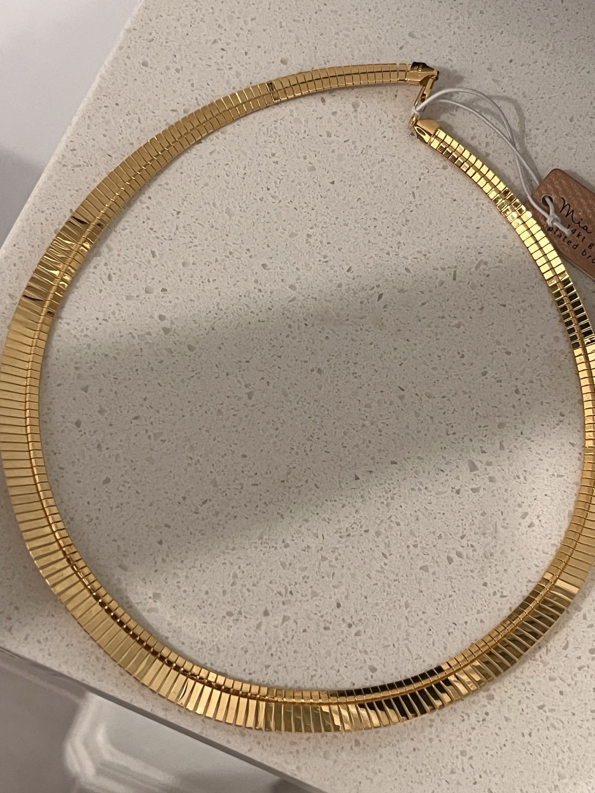 Mae Xue Gold Tone Greek Key Herringbone Collar Chain Necklace, Lobster