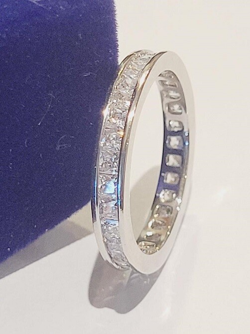 CLEARANCE Princess cut LC Moissanite Eternity Band Wedding Ring 925 Sterling