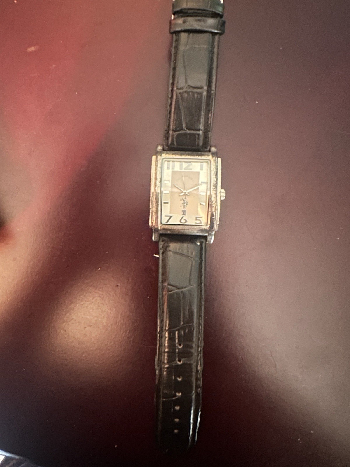 U.S. Polo Assn. Rectangular Quartz Watch Date Black Leather Strap
