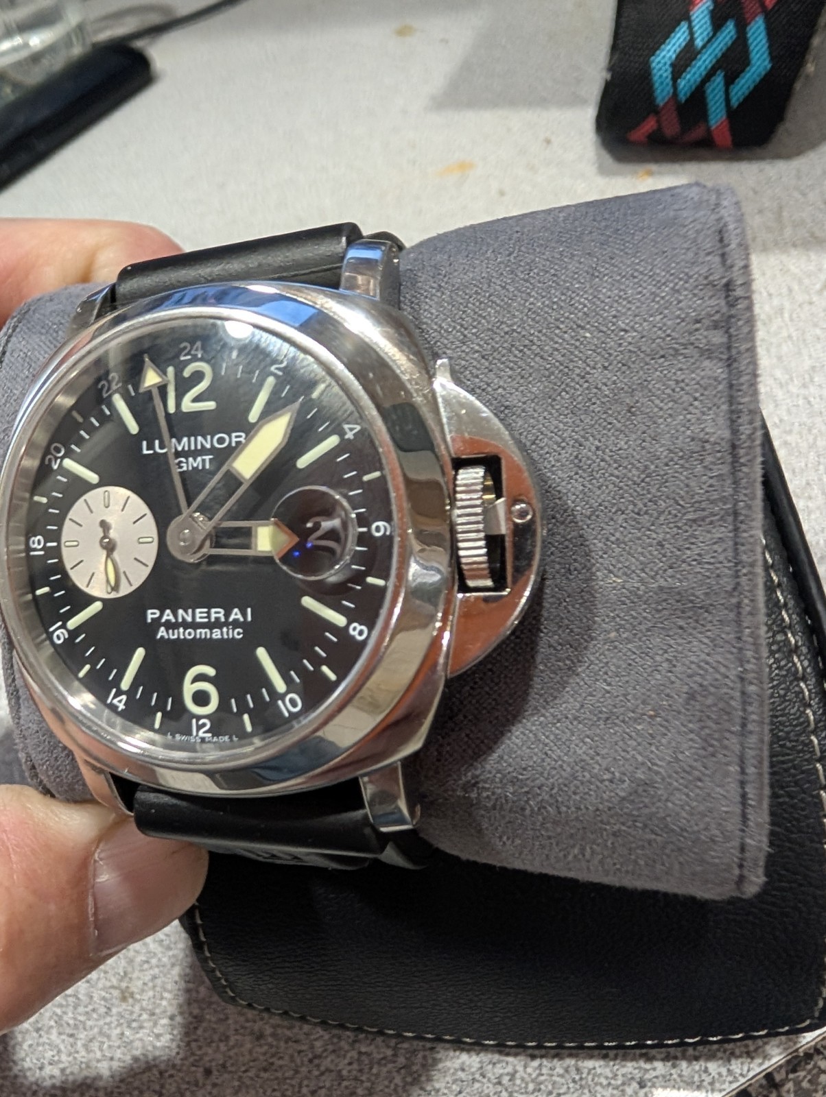 Panerai Luminor GMT 44mm Automatic Black Dial Rubber Strap w/ Box