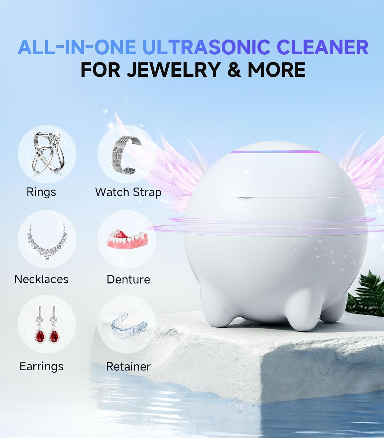 Ultrasonic Jewelry Cleaner Machine, 45KHz Retainer Cleaner Ultrasonic Profession