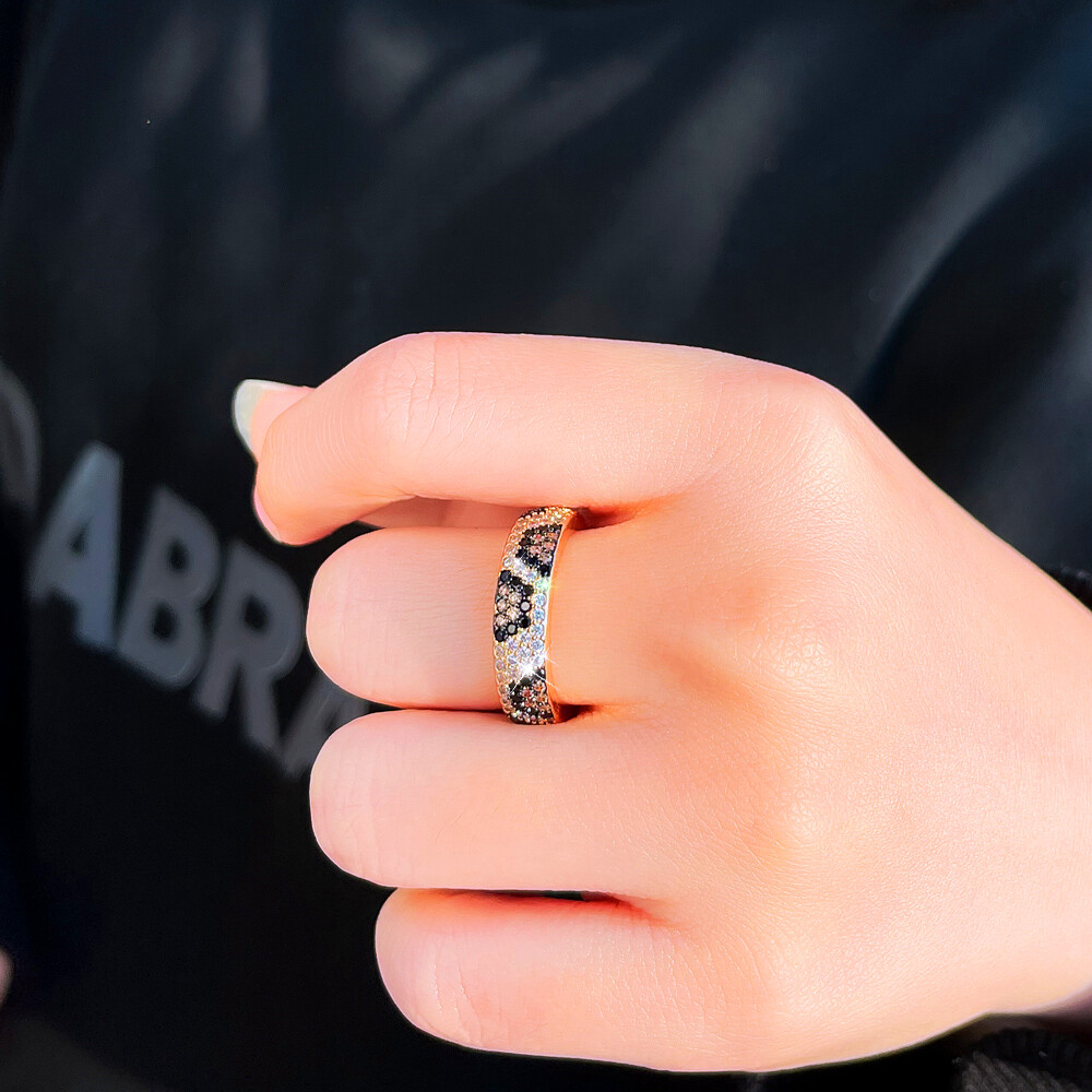 Big Round Snake Leopard Ring Multi-Tone Gold Plated CZ Jewelry for Bride Wedding