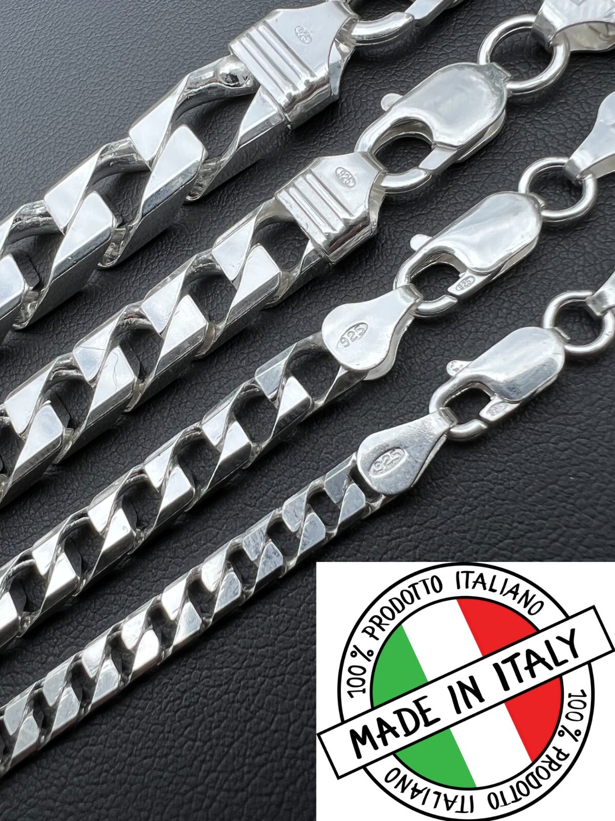 Real Solid 925 Sterling Silver SQUARE Miami Cuban Chain Necklace / Bracelet Curb