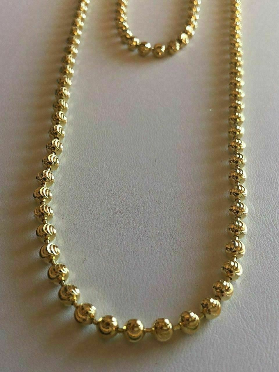 4mm Ball Moon Chain SOLID 925 Silver 14k Gold Plated Rhodium Diamond Cut ICY