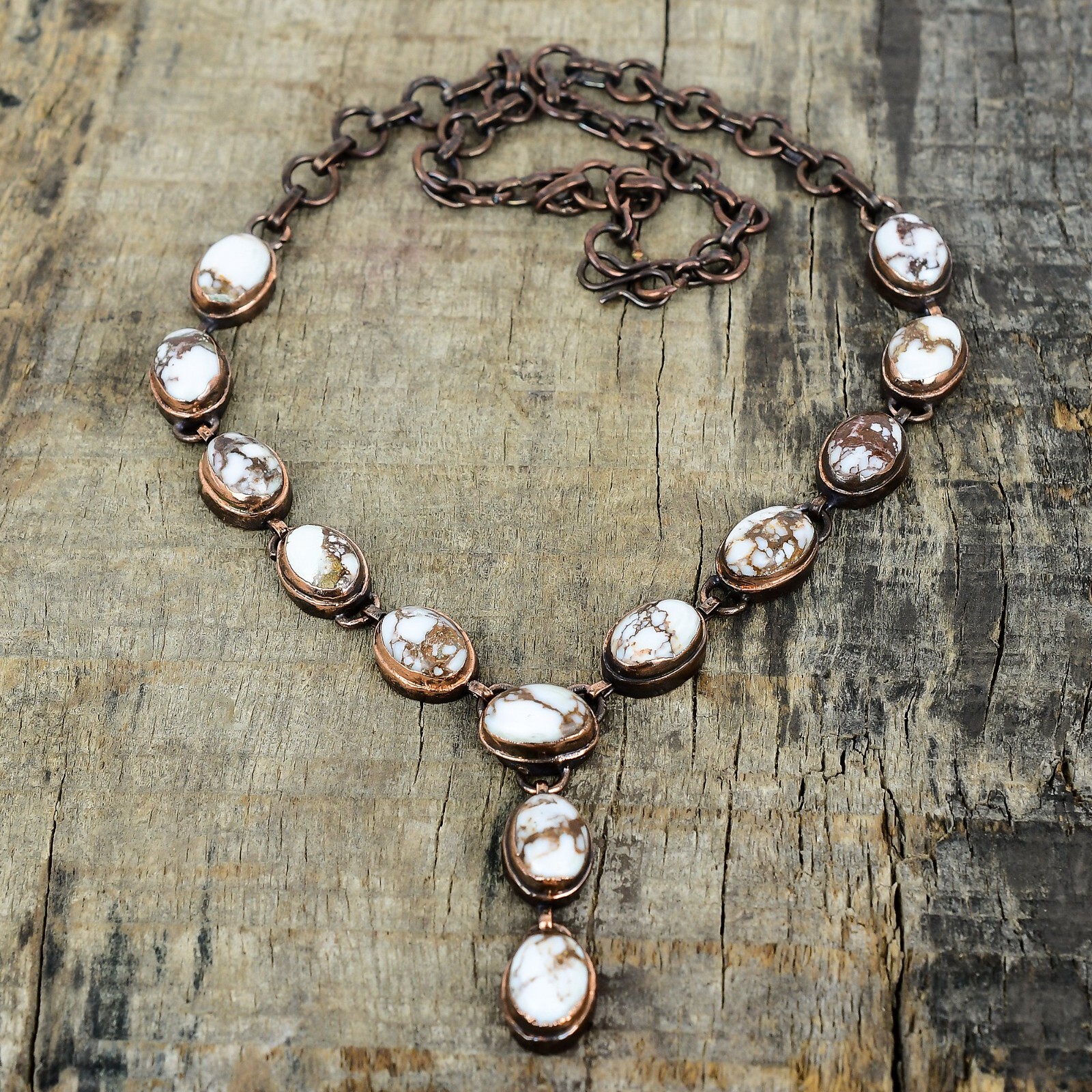 Copper Wild Horse Magnesite Stone Electroformed Daughter Chain Necklace Jewelry