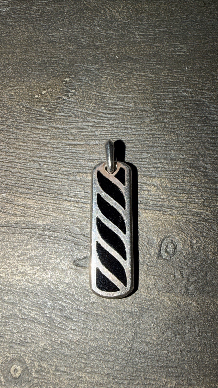 Rare Vintage David Yurman Chevron Tag Sterling Silver 925 Black Onyx Pedant