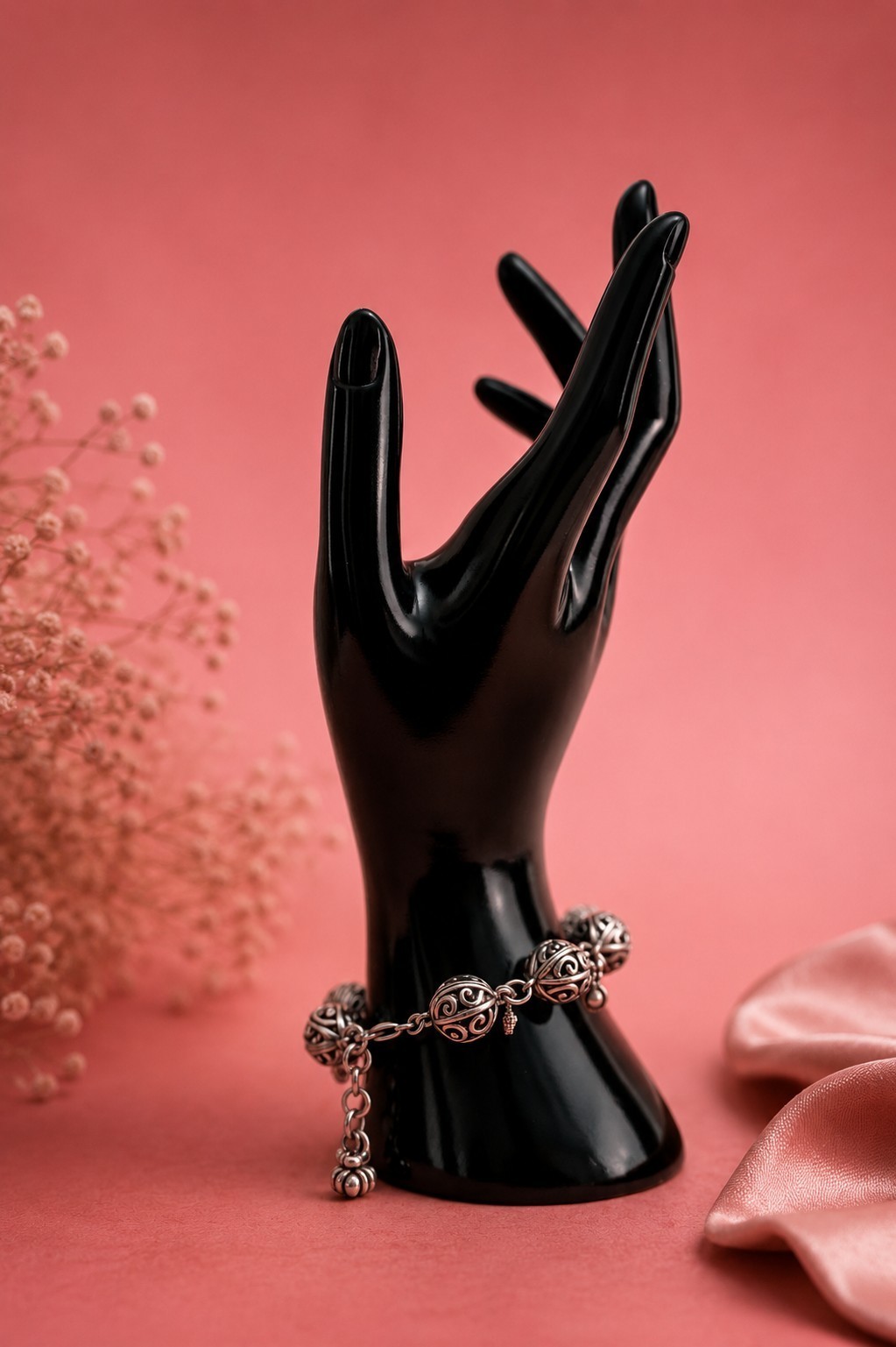 Brighton Silver Plated Ornated Ball Crystal Dangle Adjustable Bracelet