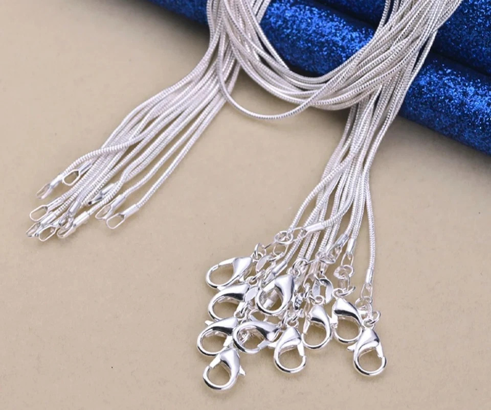 10PCS wholesale 925 sterling solid silver 1MM 16-30inch snake chain necklace