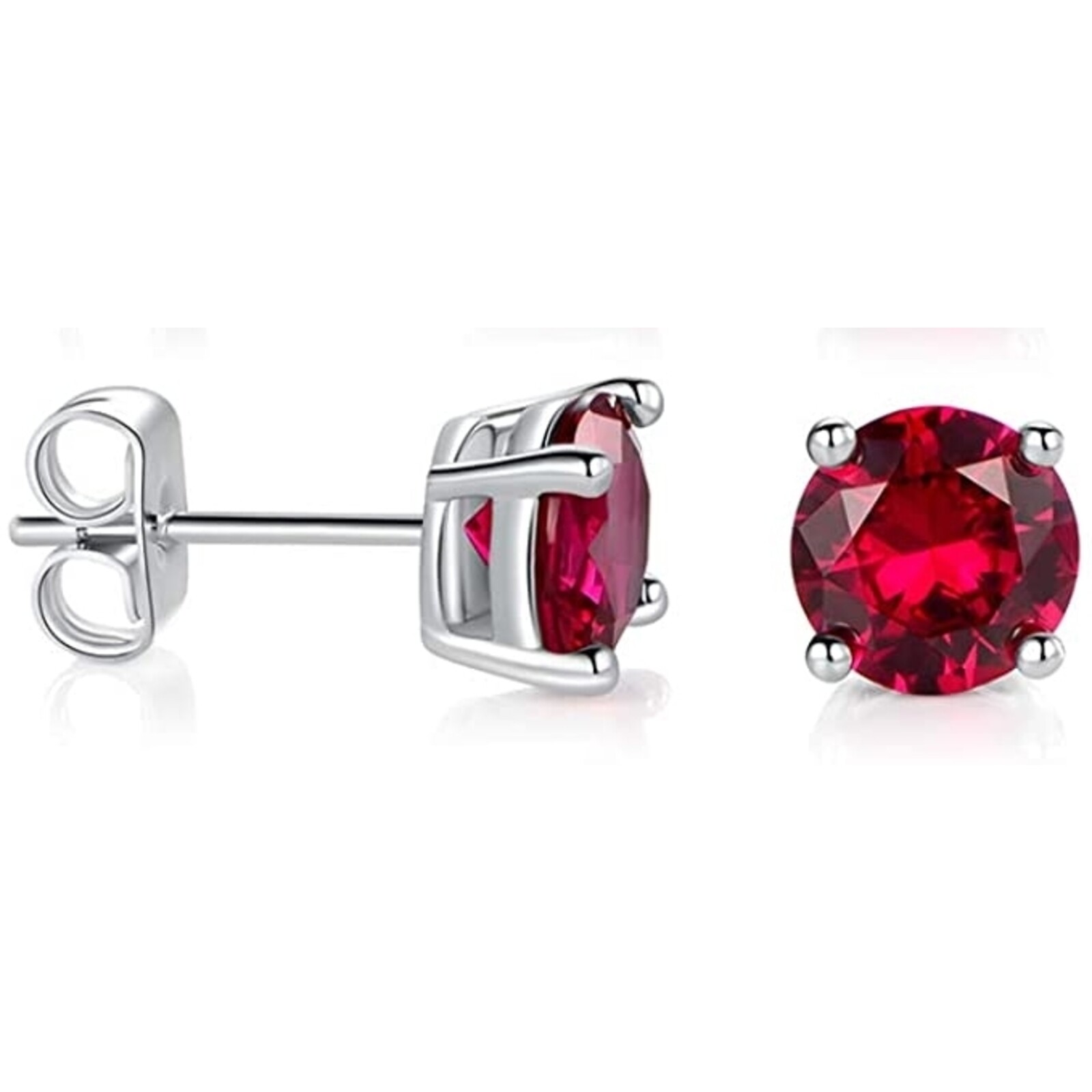 .50 ct. Genuine Ruby Round Basket set Stud Earrings in Sterling Silver