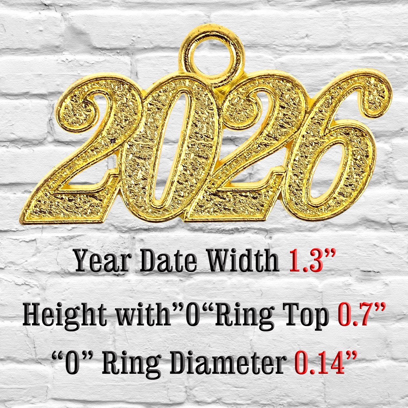 2024 Gold Metal Graduation Tassel Charm Year Date for Cap or Bracelet (Qty: 1)