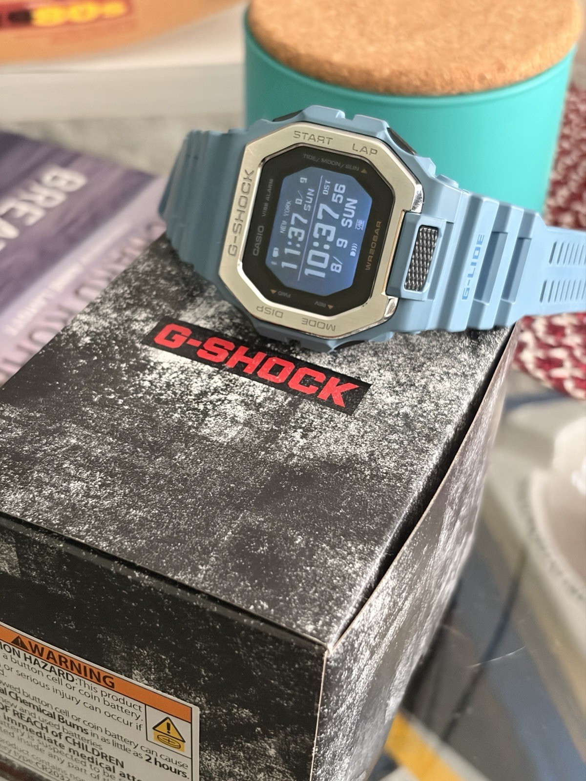 Casio G-Shock GBX-100-2ADR Men’s Digital Tide Graph Watch – Blue Resin Band, Blu