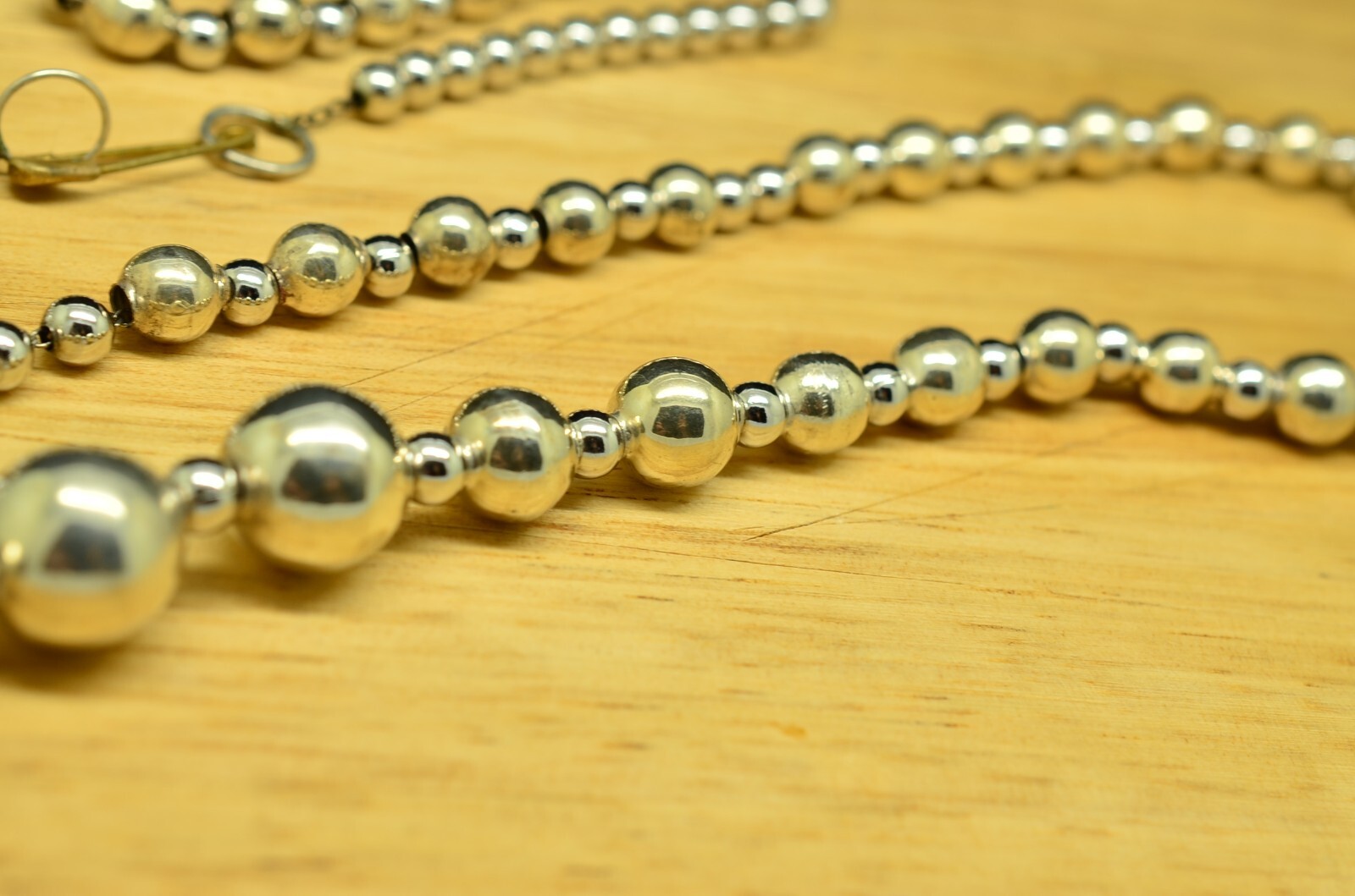 28″ 925 Sterling Silver Graduated Beaded Chain Necklace 4.5mm-12mm 28.5 grams