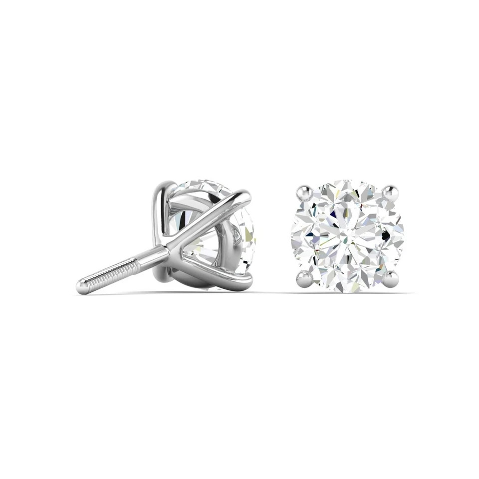2.50Ct Round Cut Lab Grown/CVD Diamond Women’s Stud Earrings 14k White Gold