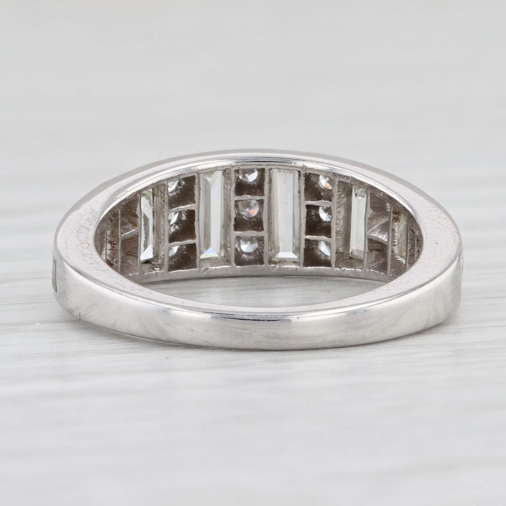 Art Deco 1.35ctw Diamond Ring 900 Platinum Size 6.25 Wedding Anniversary Band