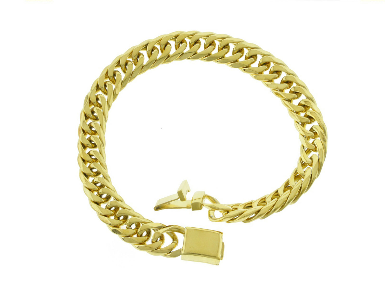 8-10” Long Solid 18K Gold Plated 9mm-21mm Miami Cuban Curb Link Chain Bracelet