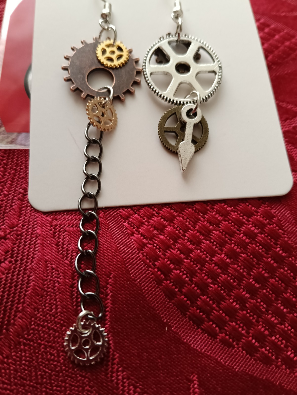 2 x fancy dress Wire Mismatched Handmade Steam Punk Cog Novelty Dangling Earring