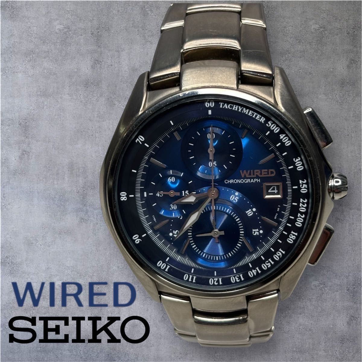 Seiko Wired 7T92-0ER0 Titanium Chronograph Blue Watch