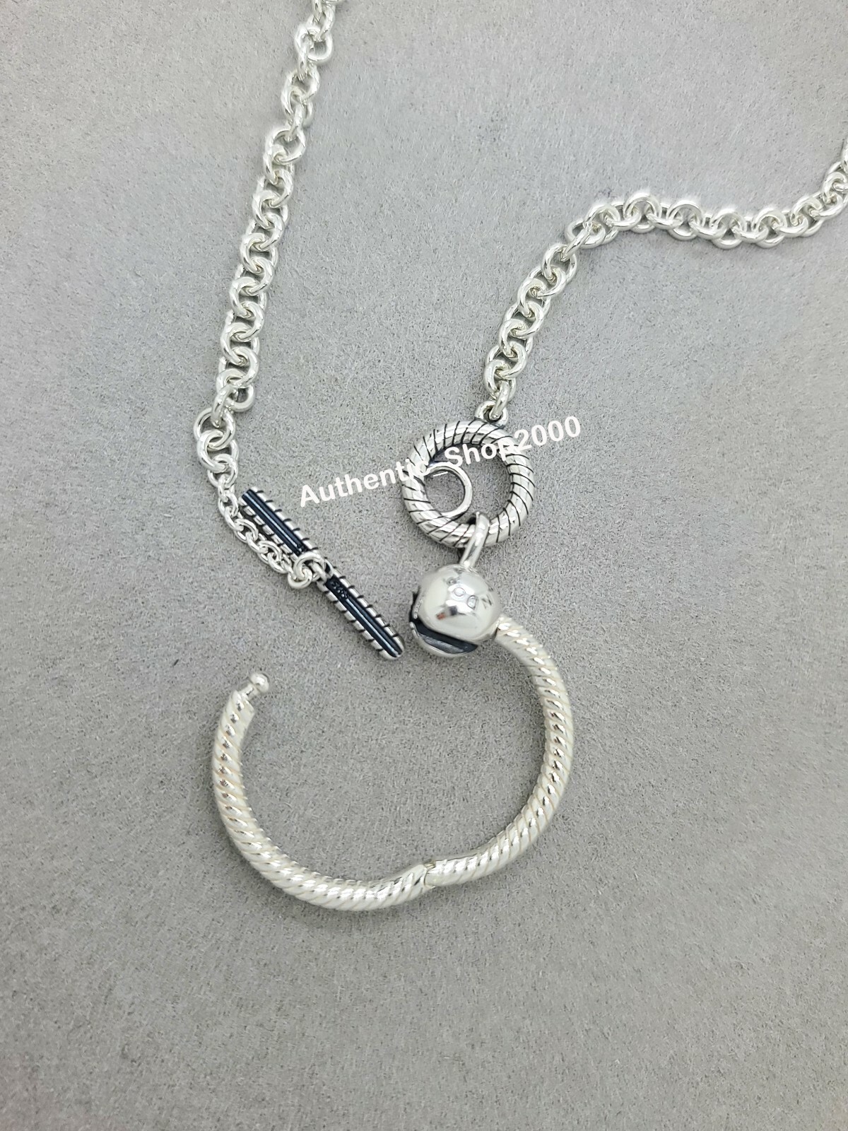 NEW 100% Authentic PANDORA 925 Ale Moments O Pendant T Bar Necklace 391157C00