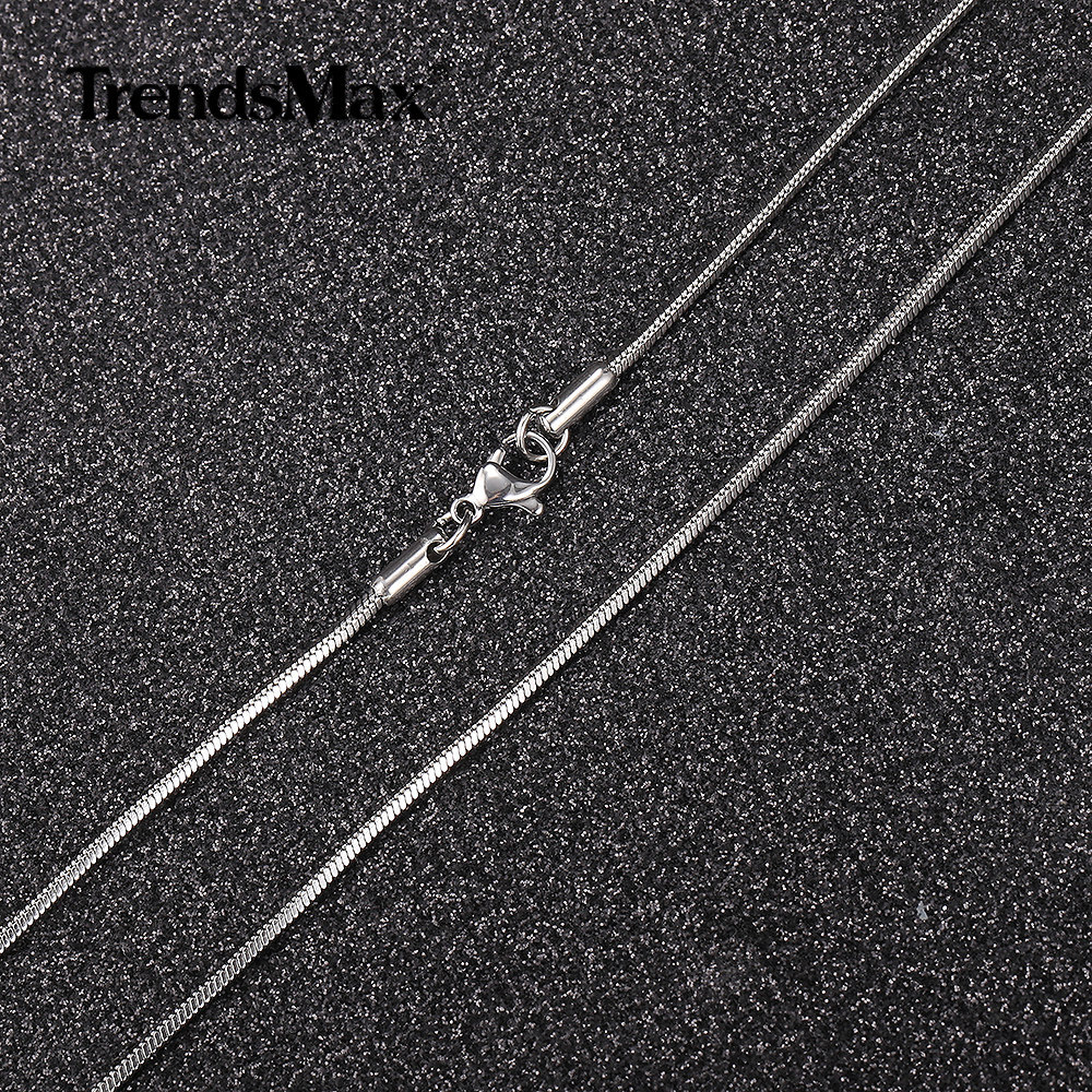 0.9/1.2/1.5/2.0mm Silver Stainless Steel Snake Chain Necklace for Women Men 22″