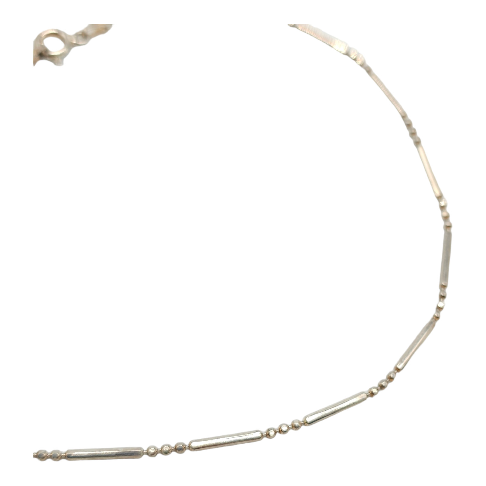 925 Sterling Silver Ball and Bar Anklet Crushed Link Bracelet Italy Vintage