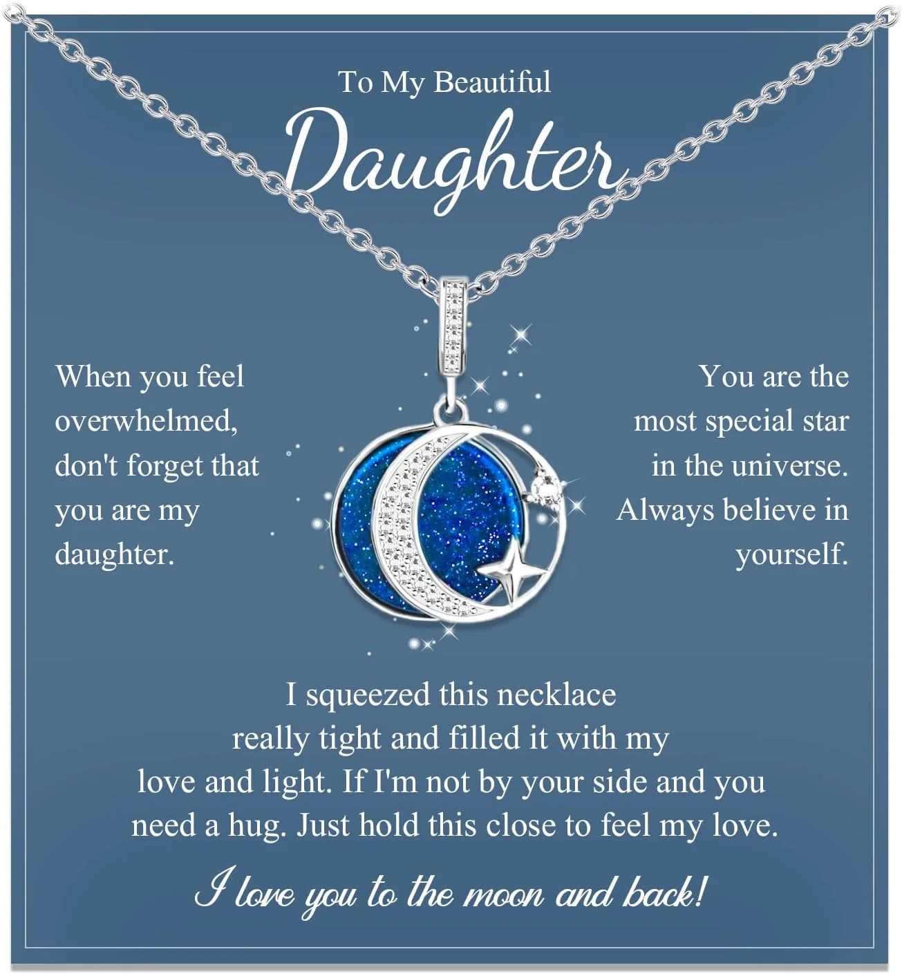 To My Daughter Birthday Necklace Christmas Gift from Mom Dad Gifts for Bonus Dau