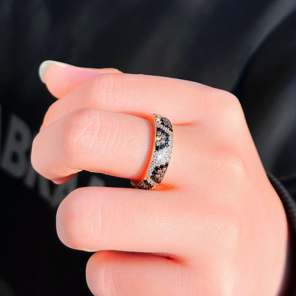 Big Round Snake Leopard Ring Multi-Tone Gold Plated CZ Jewelry for Bride Wedding