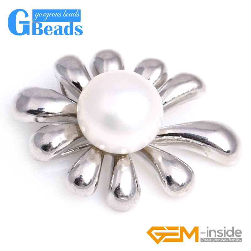 White Gold Plated Tree Shape Freshwater Pearl Beaded Pendant Necklace 10-11mm