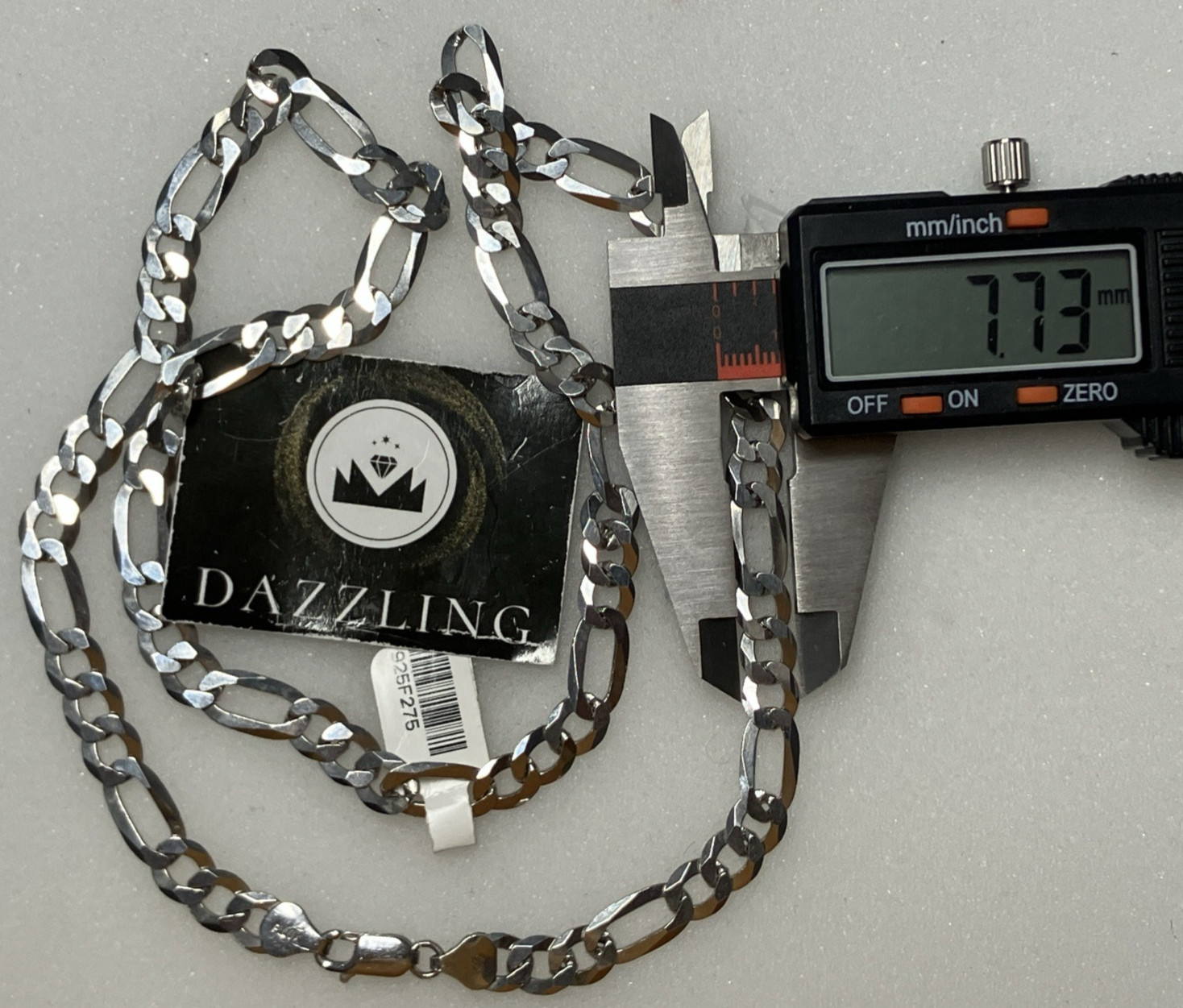 925 Sterling Silver Italy Solid Figaro Chain 27.5grams 7.6mm 24” New wit Tag