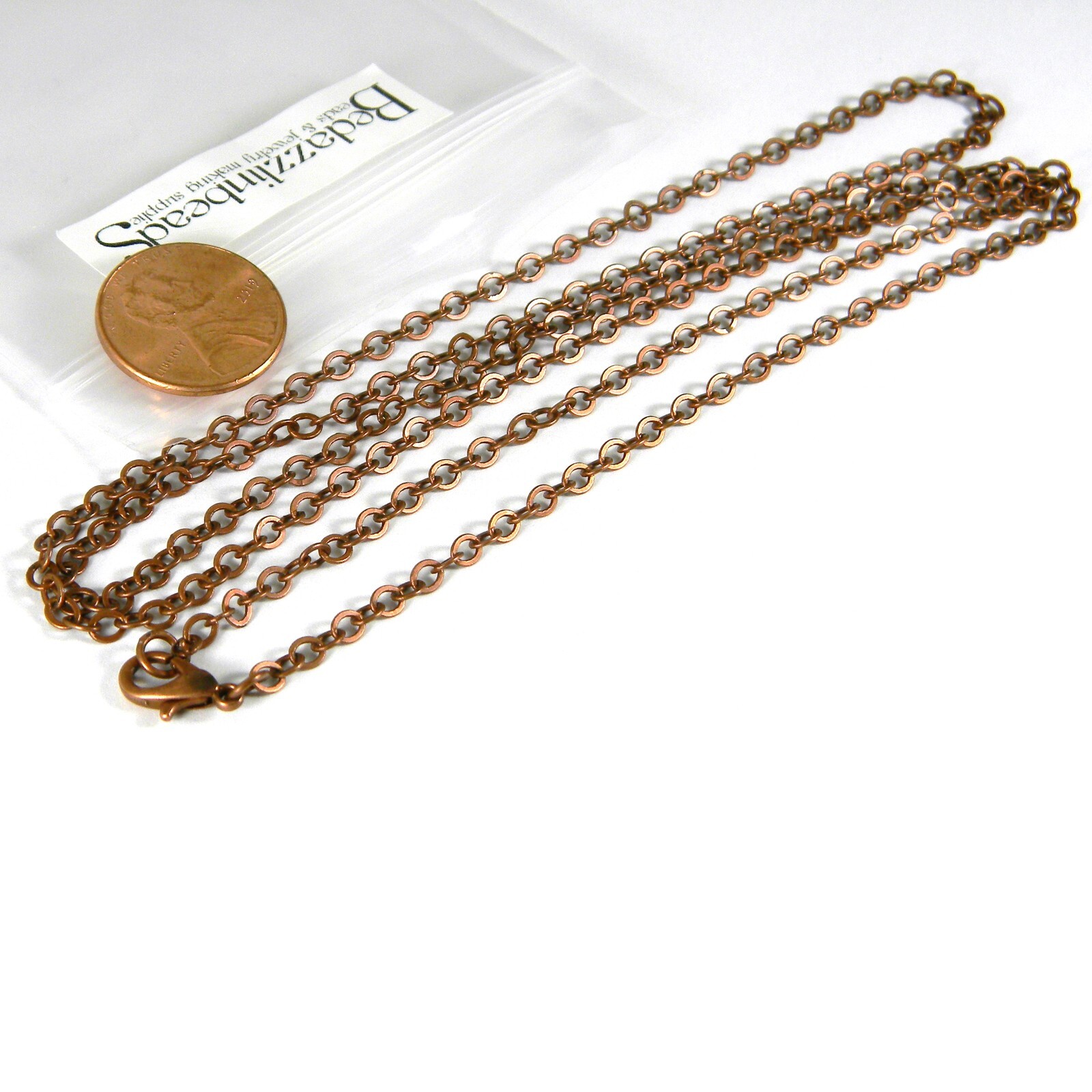 Antique Copper Plated 32 Inch Cable Link Vintage Brass Metal Chain Necklaces