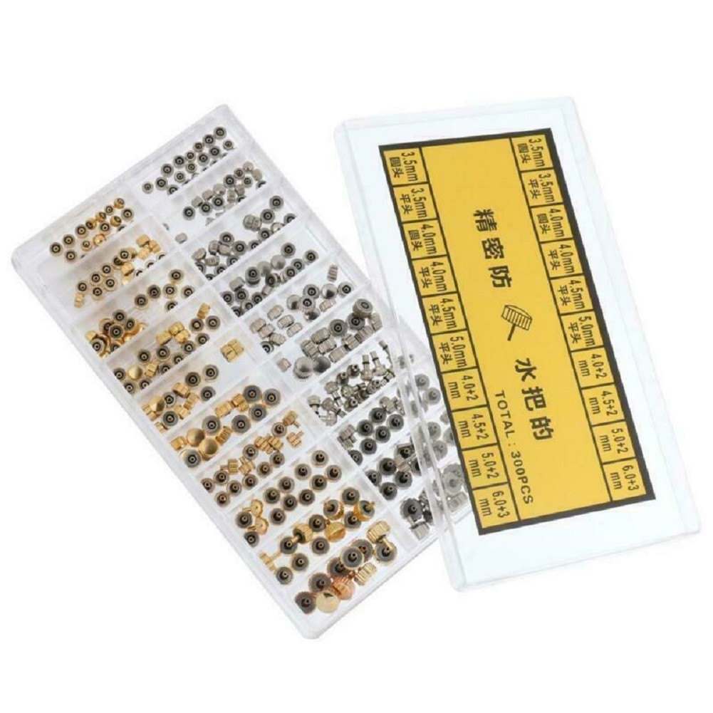 Mixed Sizes Silver Gold Watch Stem Crown Repair Parts Assortment Set Gold Silver