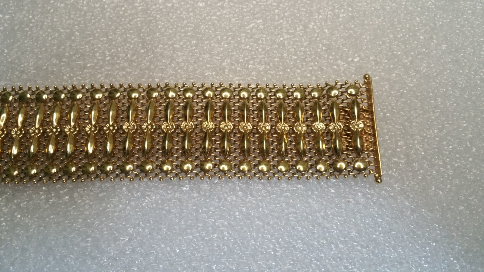 Vintage Italian Mesh Bracelet 18k Gold Charm Wide Yellow Woven Men Women Old