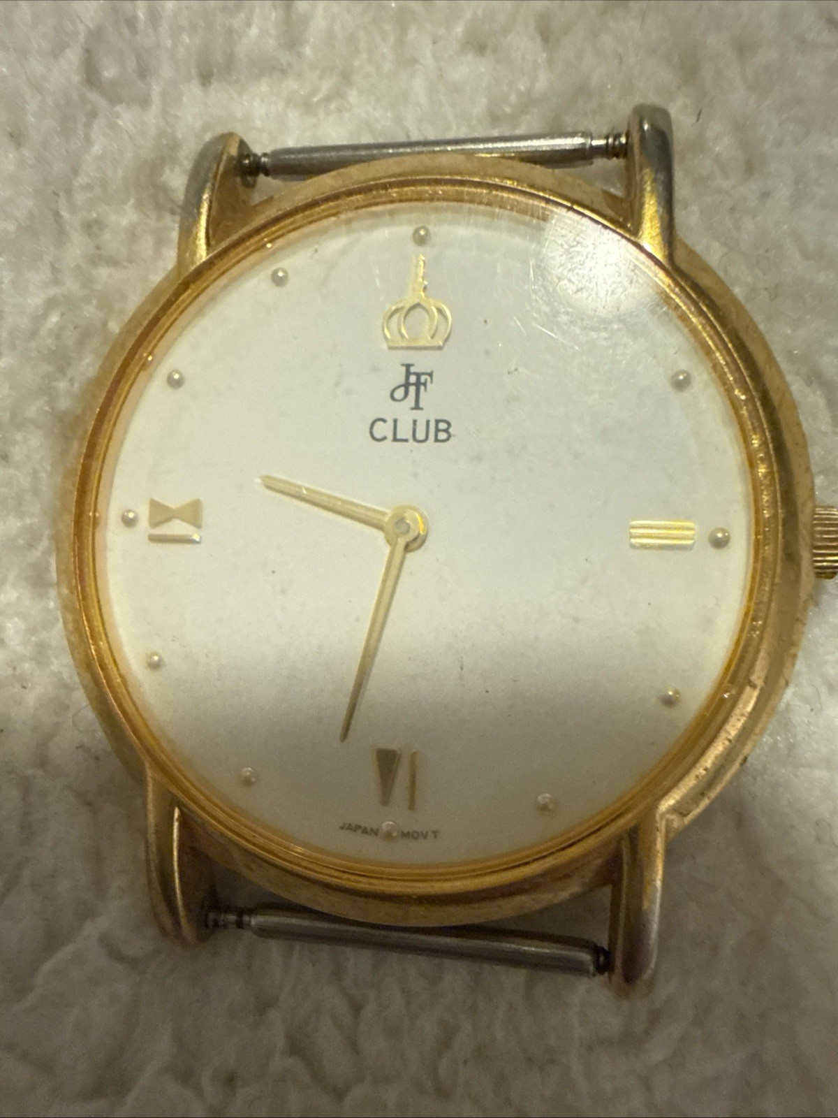 Jacques Farel Club Vintage Quartz Dress Watch Gold Tone Metal White Dial