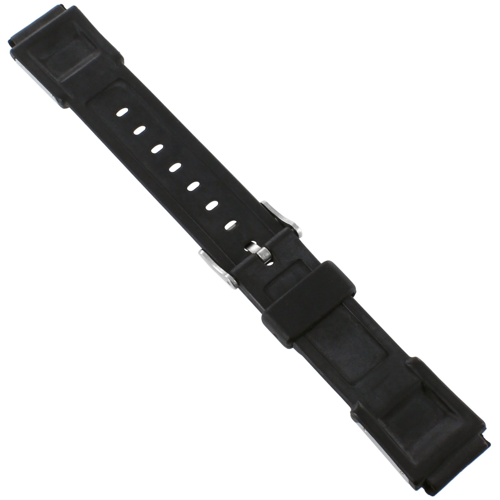 18mm Speidel Black Rubber Stainless Steel Metal Watchband Fits Casio, BOGO 799
