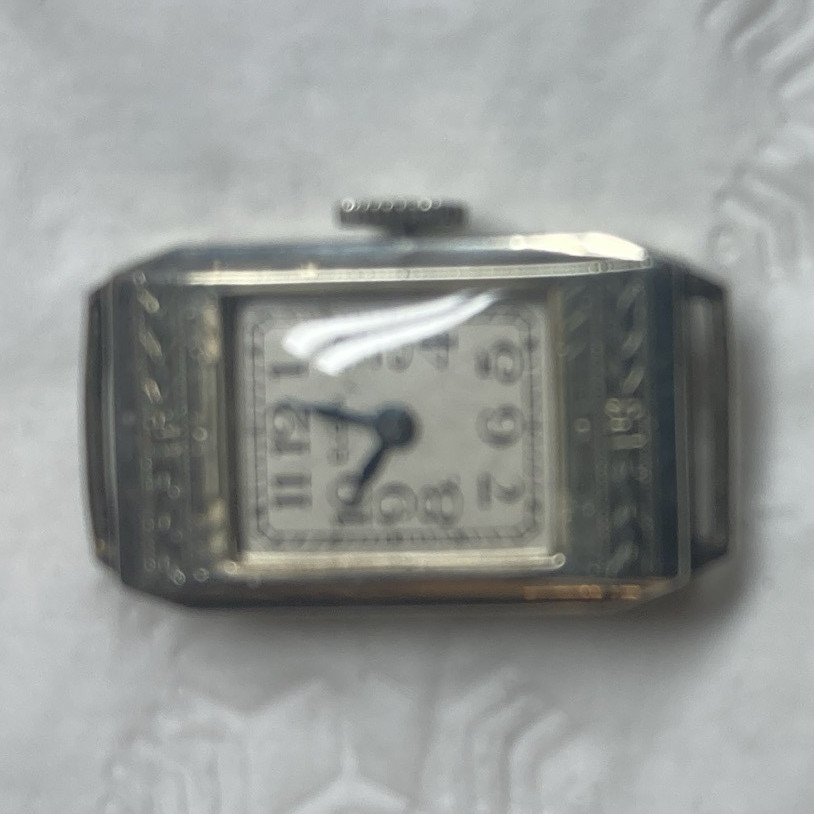 Elgin Vintage 1920s Women’s Rectangle Manual Watch 15J White Dial gold filled