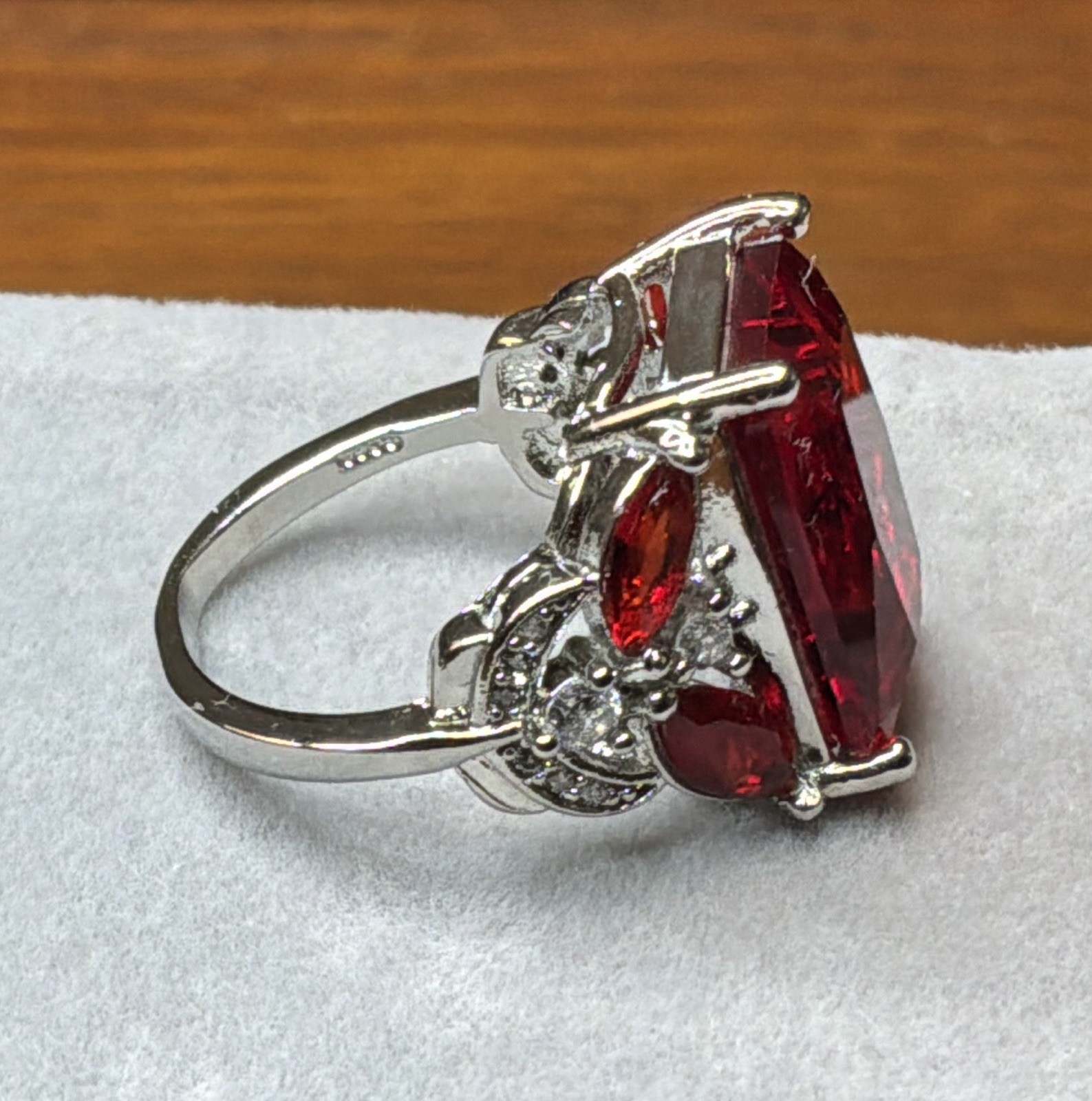 RUBY RING – Lab Created – 18x13mm Or 12.0ctw – .925 STERLING SILVER !!!