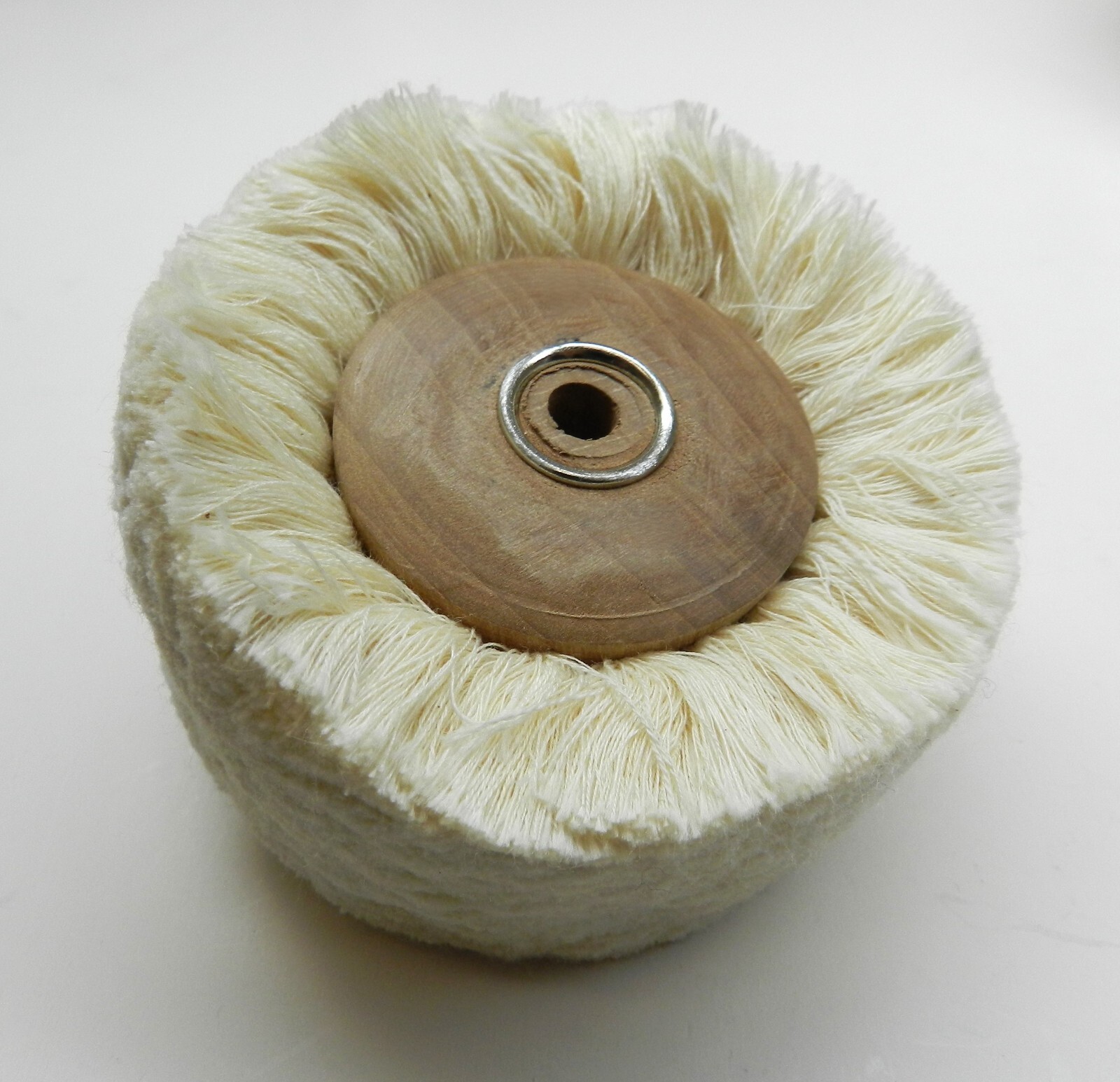Cotton Yarn String Buff 3” Polishing Buff with Wood Hub 2” Wide Surface