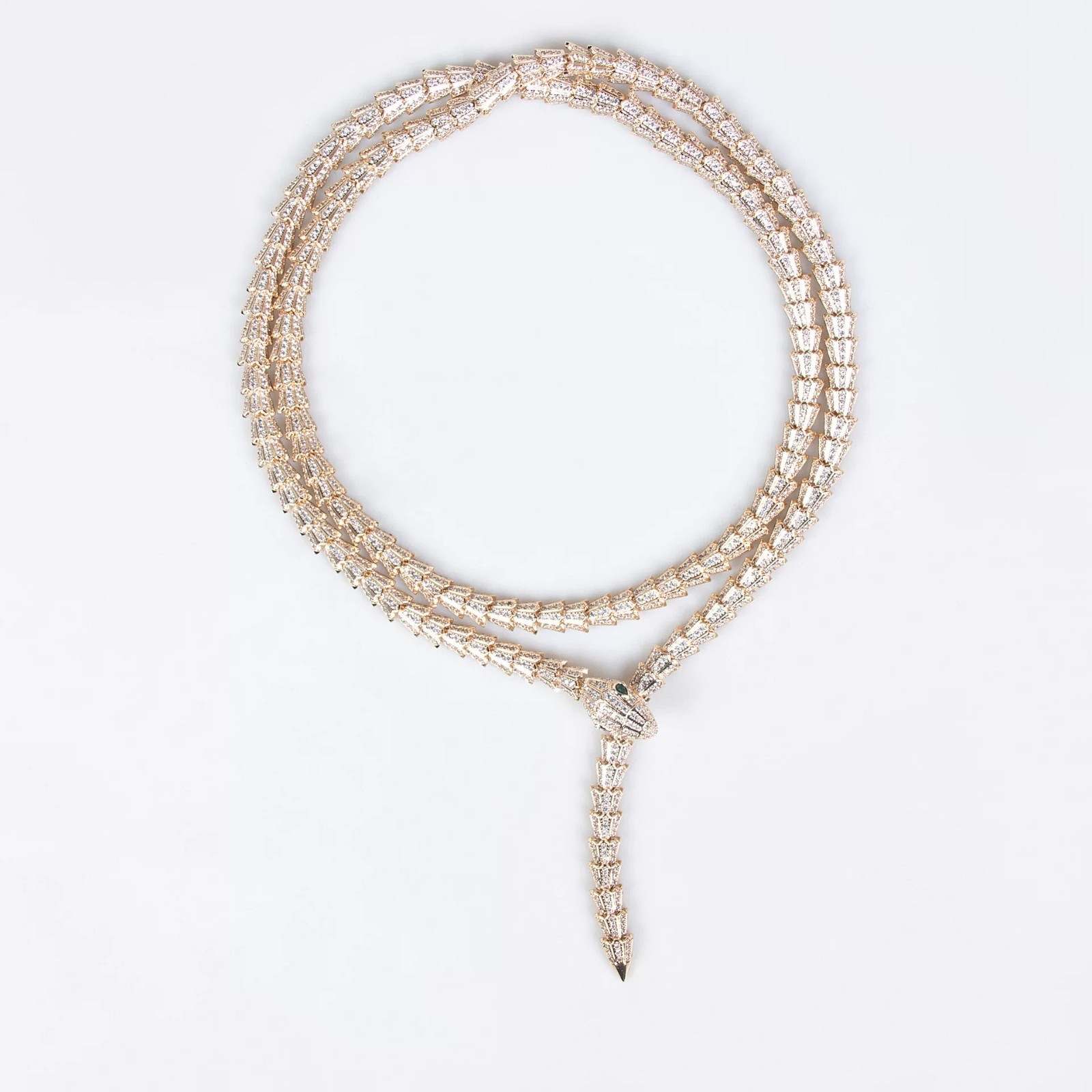 Gold Layered Statement Necklace Earrings Set Snake Style Fashion Jewelry
