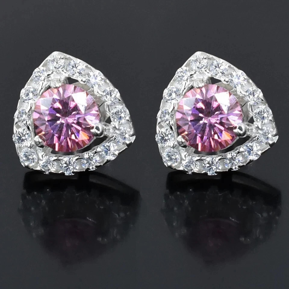 4.00 Ct Certified Treated Pink Diamond Solitaire Studs 925 Silver Great Shine